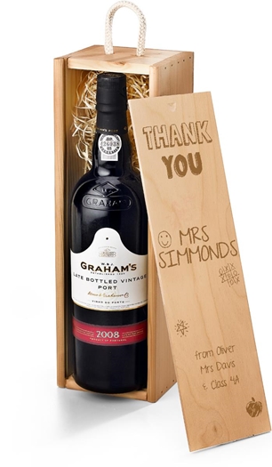 Gifts For Teachers Grahams LBV Port Gift Box With Engraved Personalised Lid